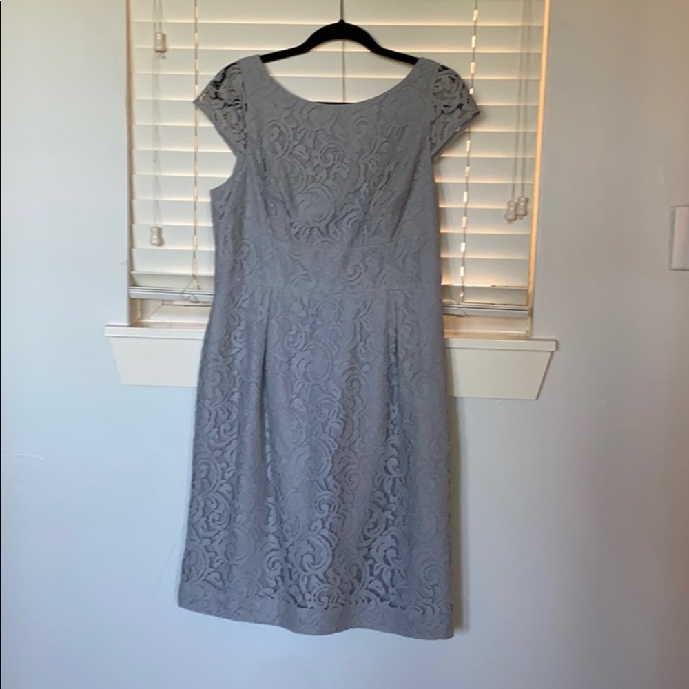 Gray lace dress, J. Crew